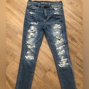 American Eagle Outfitters Ripped Blue Skinny Jeans
